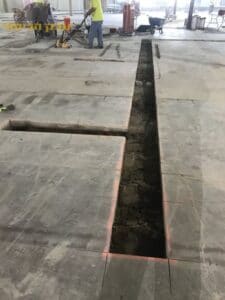 ניסור רצפת בטון לצורך יצירת שביל סימון