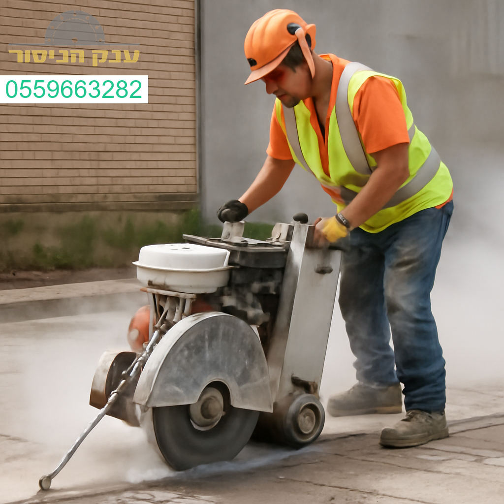 מנסר בטון מקצועי בפעולה מדויקת ומרשימה בחדרה לביצוע עבודות חיתוך ברמה הגבוהה ביותר