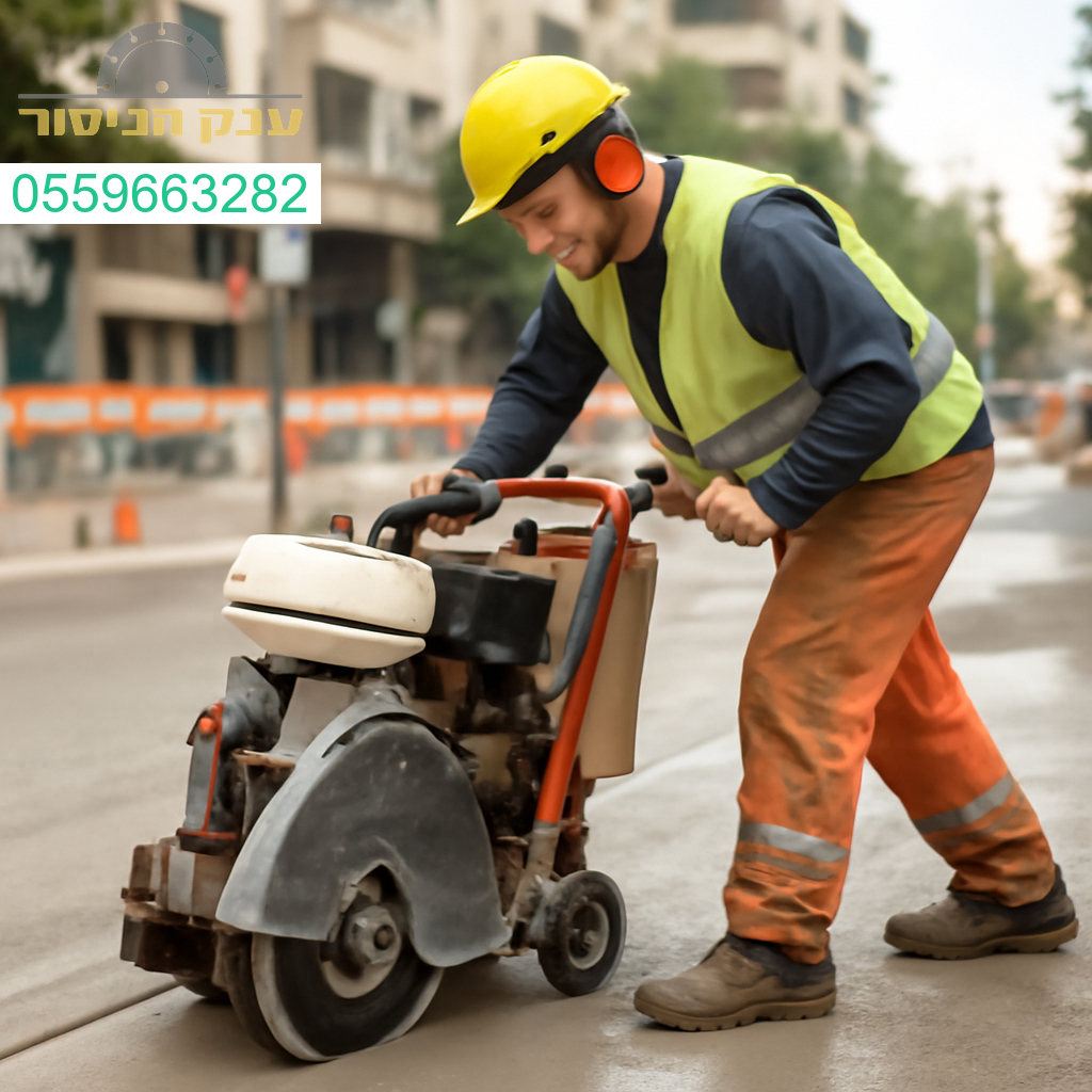 מנסר בטון מקצועי בפעולה מדויקת באתר עבודות בפתח תקווה לביצוע חיתוכים איכותיים בכל סוגי הבטון