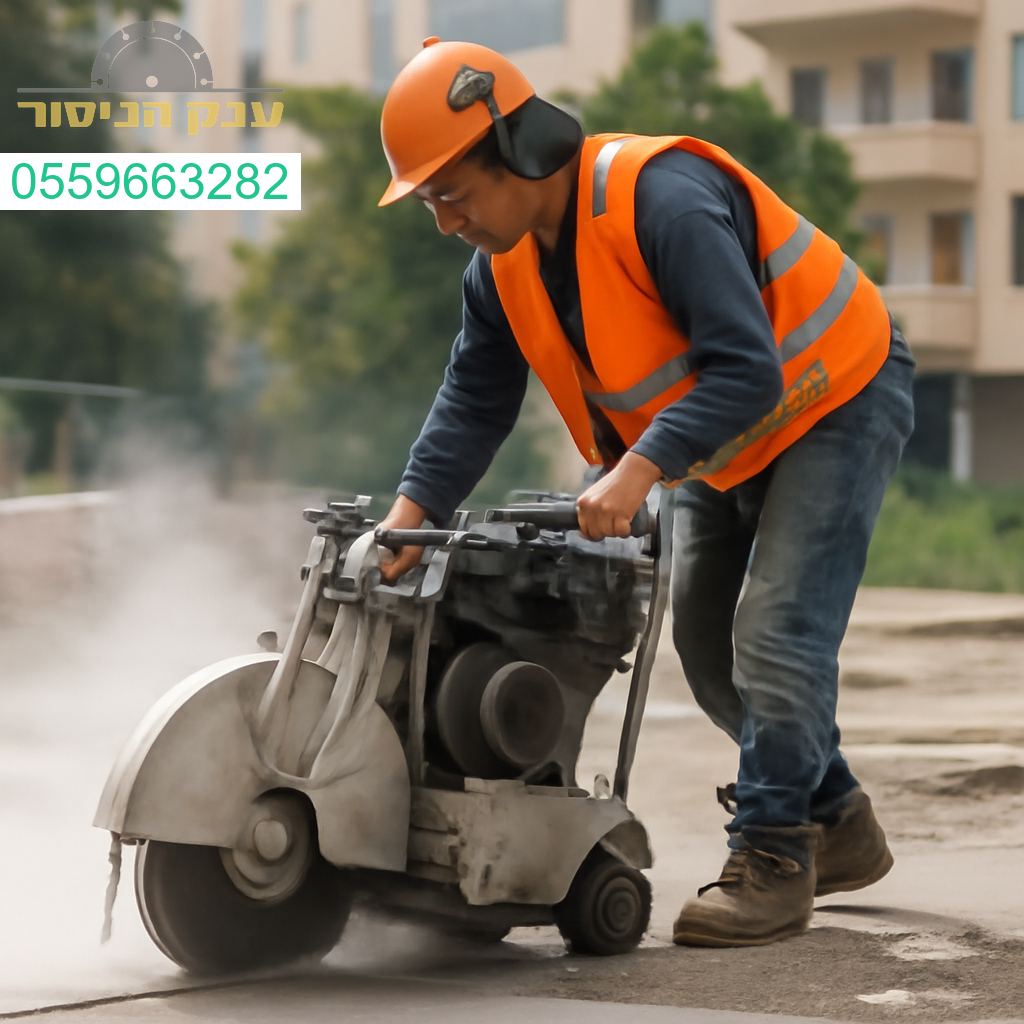 מנסר בטון מקצועי בפעולה בשטח בקריית מוצקין עבודה מדויקת באיכות ללא פשרות