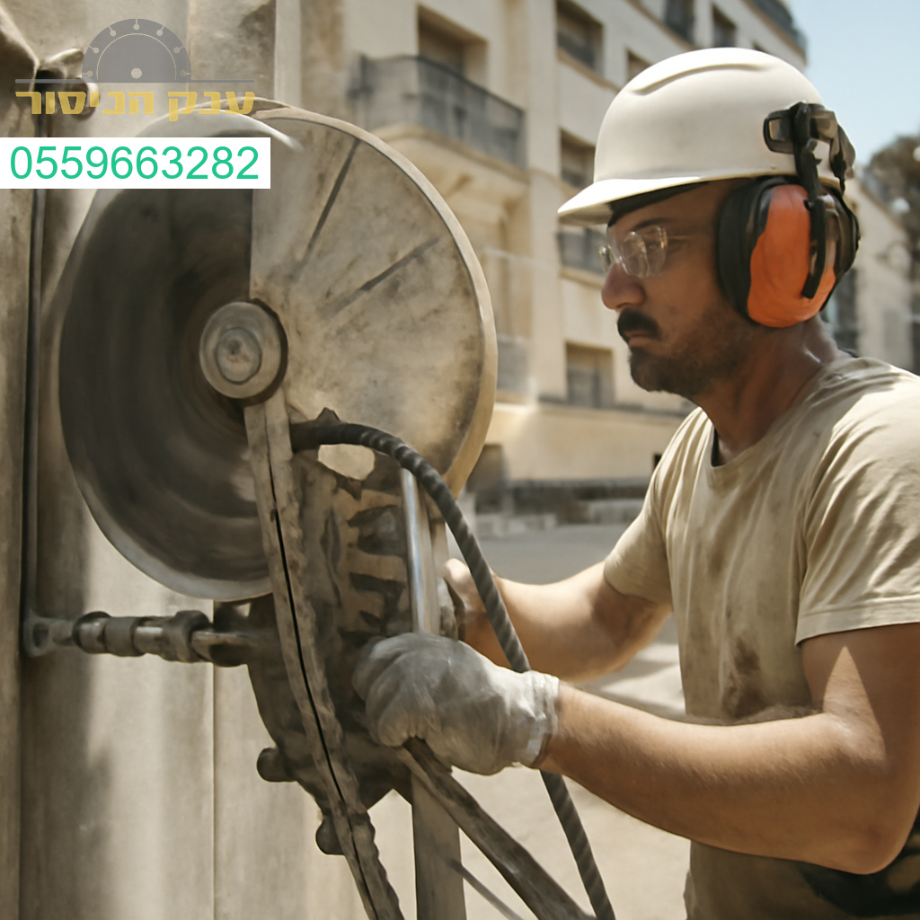 מנסר בטון מקצועי בפעולה מדויקת בפרויקט בחולון עם ציוד מתקדם ותוצאה מושלמת