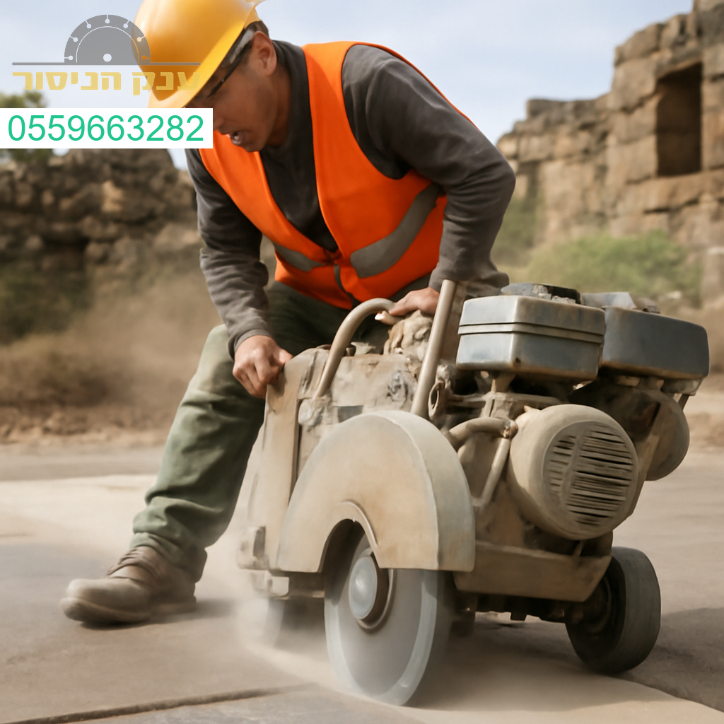 מנסר בטון מקצועי בפעולה מדויקת ותעשייתית באתר עבודות בקצרין לביצוע חיתוכים ברמה הגבוהה ביותר